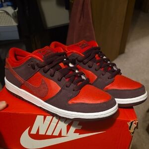 Nike Red and Dark Brown Low-Top Sneakers